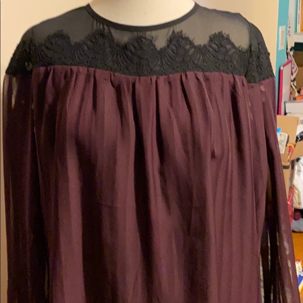 Burgundy Sheer lined top